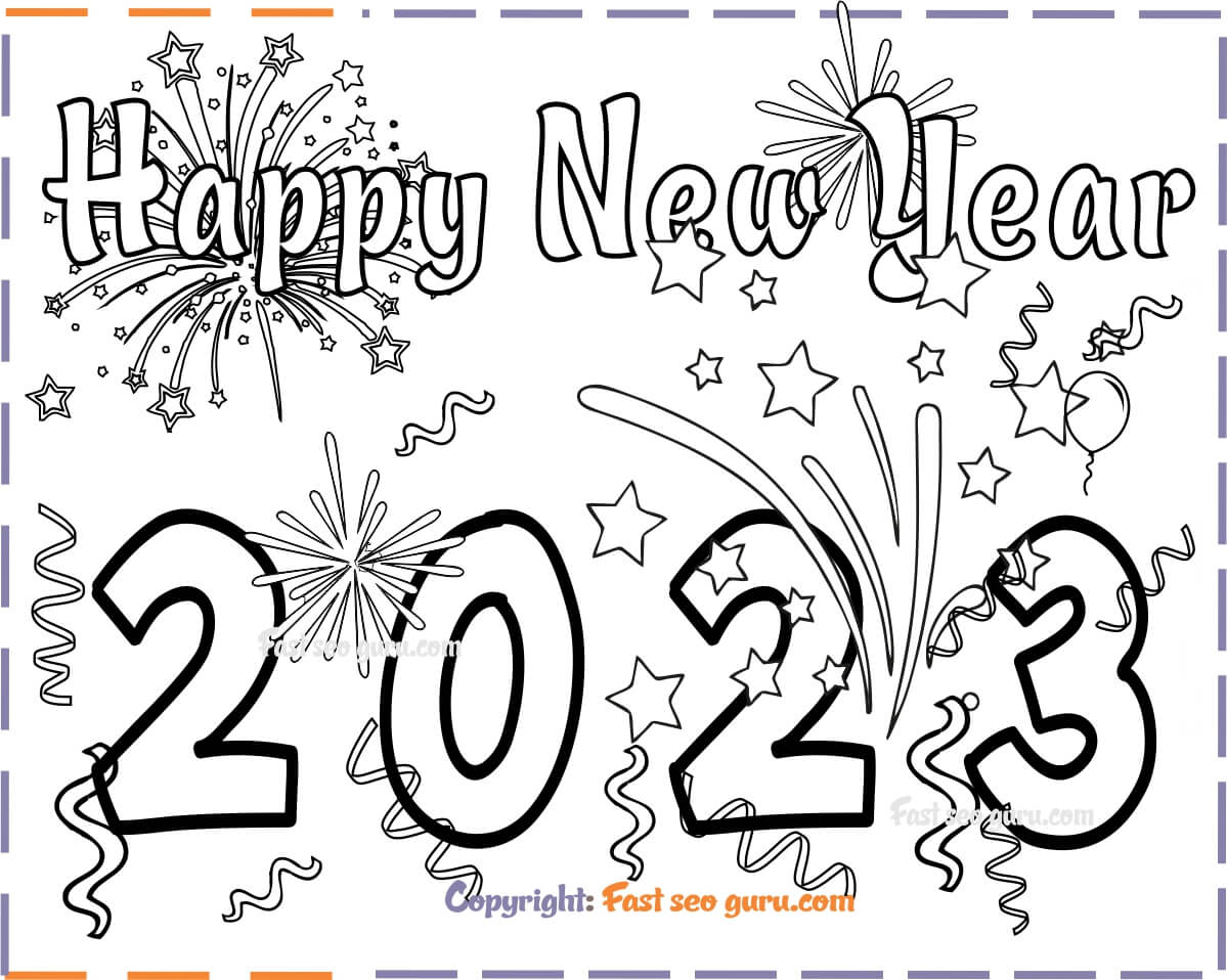 New Years 2023 coloring page for kids